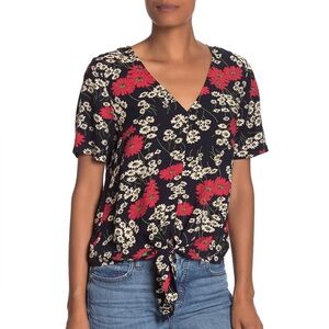 Madewell Floral Tie Front Top